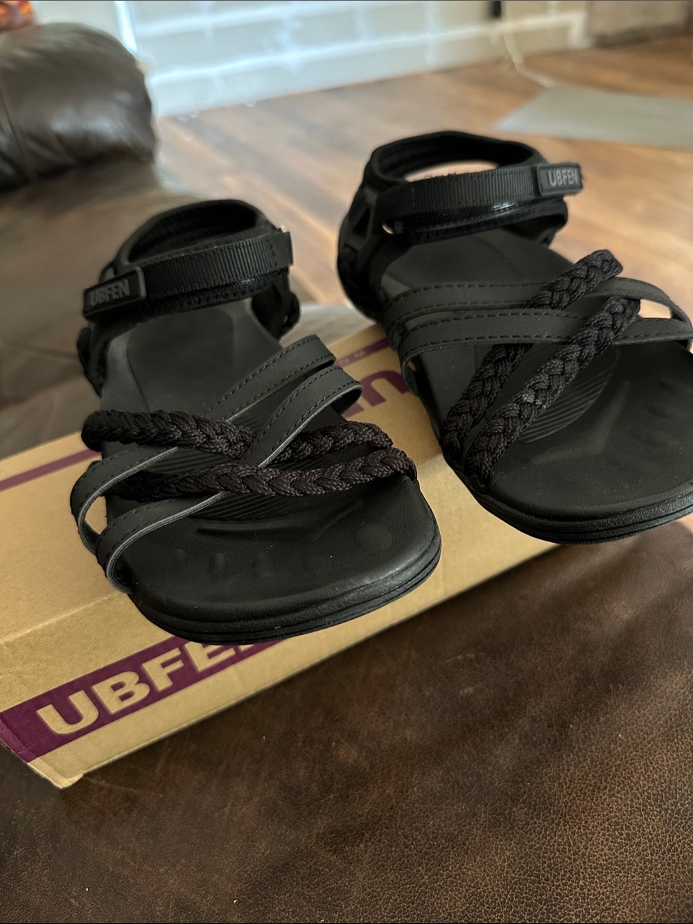 Women's Black Braided Strap Sandals
